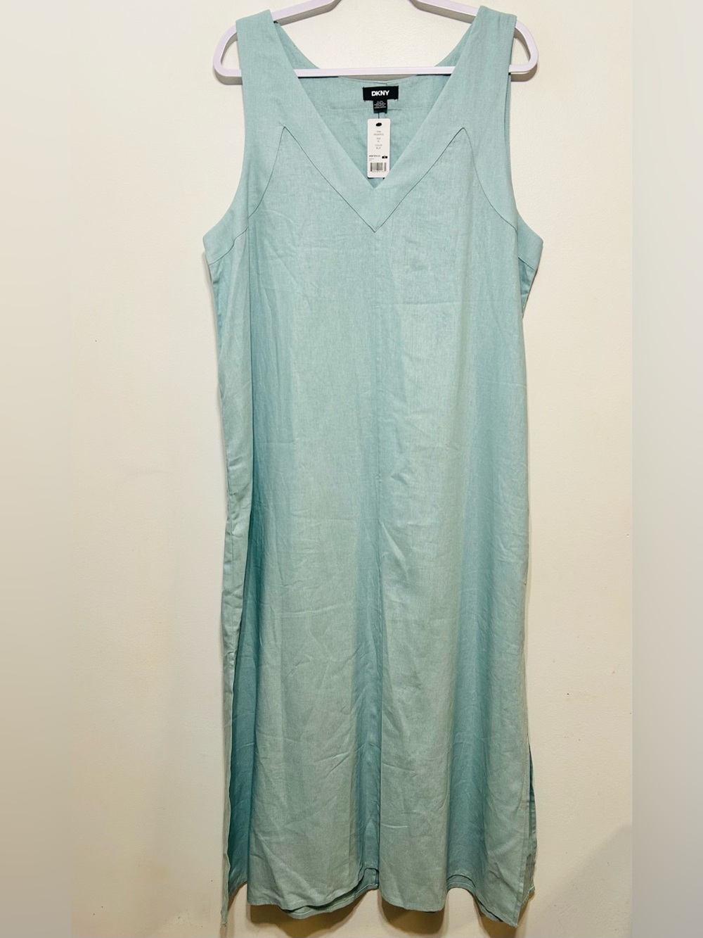 New! DKNY Linen Blend Sleeveless Maxi Dress Womens Size XL - Picture 3 of 6